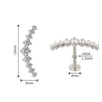 Pendientes de titanio G23 con rosca interna, superficie CZ de 9 pines, pendientes de cartílago tragus, pendientes de labio, joyería de perforación en espiral - details 3