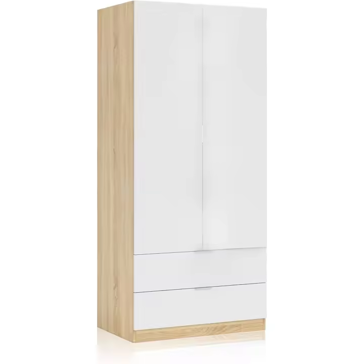 2 Puertas y 2 cajones, Acabado en Color Blanco Artik, Medidas: 81 cm (Ancho) x 180 cm (Alto) x 52 cm (Fondo) - 1