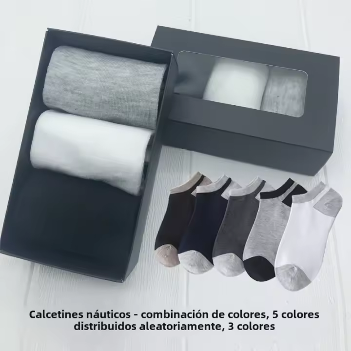 Calcetines de negocios de color sólido, 3 pares de calcetines de hombre en caja de regalo de media caña. - 1