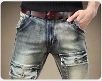 Jeans Moto Denim Vintage Azul Pantalones de Moda para Hombres de Alta Calidad con Bolsillos Elásticos Ropa de Calle de Otoño Nueva - details 8