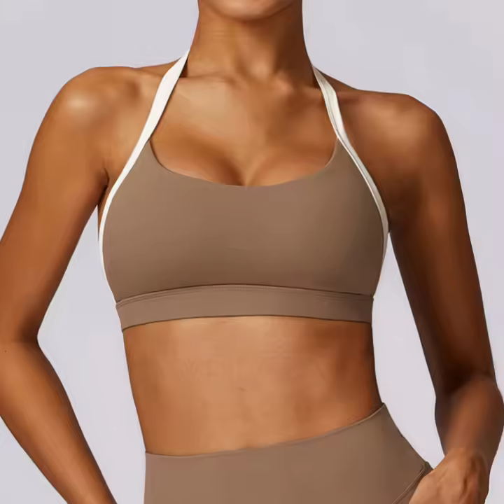 Sujetador Deportivo sin Costuras para Mujeres Encantador y Sexy Halter Bragas de Espalda Liberadas Lencería Sólida Top Femenino Belleza Espalda Inalámbrico Talla Única - 1