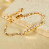 Pulsera delicada de acero inoxidable estilo INS para mujer – Joyería minimalista de acero de titanio con circonita brillante - details 4