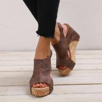 Sandalias de tacón de cuña para mujer, zapatos de plataforma, moda de verano - details 5