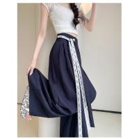 Pantalones de Pierna Ancha de Tencel Encaje Alto Cintura, Ajuste Suelto, Estilo de Verano, Mangas Largas - details 27