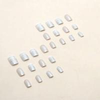 Juego de 24 puntas de uñas, uñas postizas rectangulares plateadas DIY de Francia - details 4