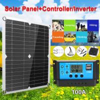 Kit de Panel Solar de 200W 12V con controlador de carga Solar de 100A  salidas USB duales de 5V controlador de Panel Solar combinado para caravana y barco - details 4