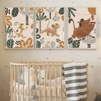 Pinturas de Lión Rey Boho para Niños JUBEER Pinturas en Lienzo de Animales de Película Safari Cheetah Arte de Pared para Habitación de Bebé Decoración del Hogar - details 0