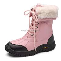Nuevas botas de cuero italiano para mujer, zapatos americanos de piel de invierno de alta calidad, color rosa, para exteriores, 2025 - details 1
