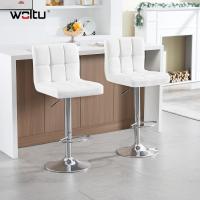 Taburetes de cocina regulables en altura con respaldo, sillas altas tapizadas en blanco. - details 3