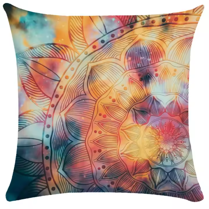 Funda de almohada estilo étnico cielo estrellado acuarela nórdica Mandala sala de estar sofá cojín decorativo - 1