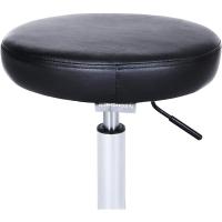 Giratorio Sobre Ruedas Regulable, 46-58 cm, Asiento de Cuero Sintético, Para Trabajo, Estudio, Oficina, Clínica Negro LJB61B - details 2
