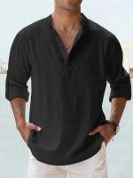 Camisas De Algodón Y Lino Para Hombres Camisas Casuales De Manga Larga Suéter Beach Estilo Hawaiano Para La Playa Y La Vida Diaria - details 2