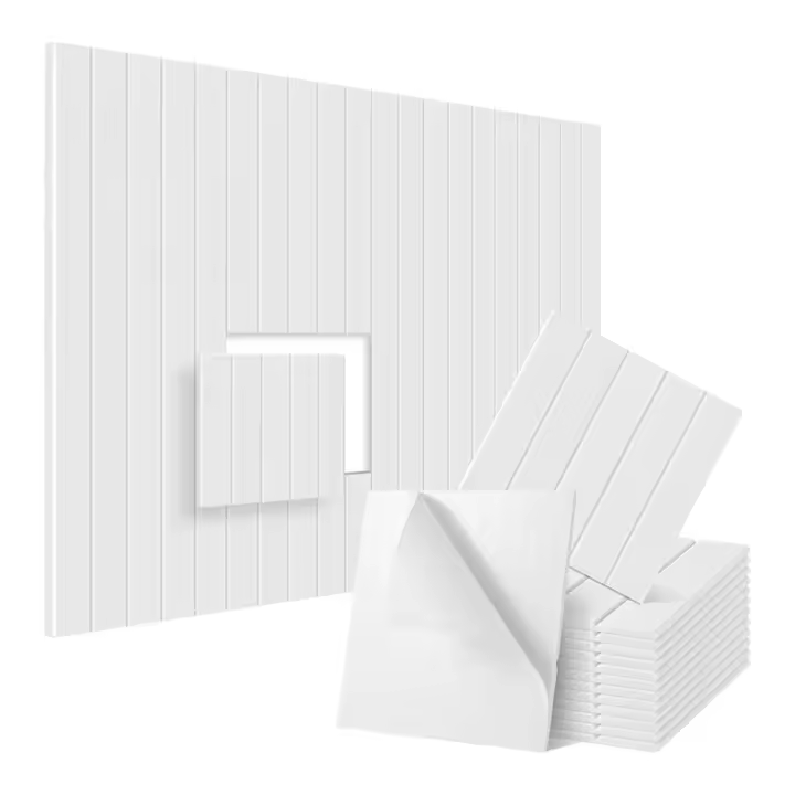 Paneles de espuma a prueba de sonido, paneles de pared acústicos autoadhesivos, blanco para tratamiento acústico, 12x12x0,4 pulgadas, paquete de 12 - 1