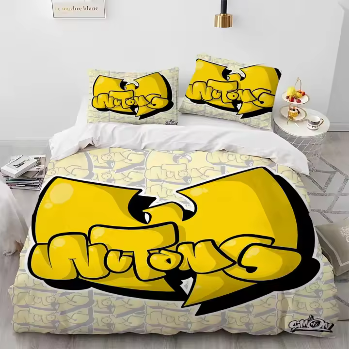 Juego de Ropa de Cama 3D Wu T-TANG Clans Funda de Edredón Cubierta de Almohada para Cama de Rey y Reina Juego de Almohadas para Niños - 1