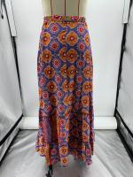 Faldas florales de calle de verano para mujer, cintura elástica, maxifalda con volantes, estampado Azul S - details 10