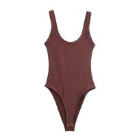 Vestido de una pieza casual ajustado de color sólido con cuello halter para mujer, verano 2025 - details 8