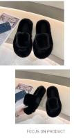 Zapatillas de piel de fondo grueso de gran tamaño para mujer, pantuflas de felpa cálidas para interiores, otoño e invierno, nuevas para el hogar - details 3