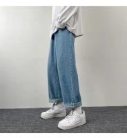 Pantalones vaqueros negros de pierna ancha para hombre, pantalones sueltos de pierna recta, marca de moda, pantalones largos de nueve puntos - details 12