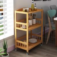 Carro de almacenamiento de alimentos, trolley de 3 niveles/madera natural/puede almacenar utensilios de cocina - details 3