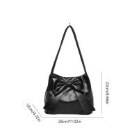 Bolso de hombro elegante de Color sólido con lazo de PU, bolso de mano portátil de estilo coreano, bolso de cubo de lujo, bolso de moda para axilas para mujer - details 5