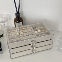 Organizador De Joyas Transparente Caja De Almacenamiento Con Cajones Multicapa Estilo De Mostrador a Prueba De Polvo Con Almacenamiento Para Anillos Collares Y Pendientes Material De Plástico Y Velours - details 1