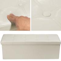 Taburete Plegable con Caja de Almacenamiento 110x38x38cm Taburete de Tipo PUF con Asiento de Cuero Sintético y Madera - details 10