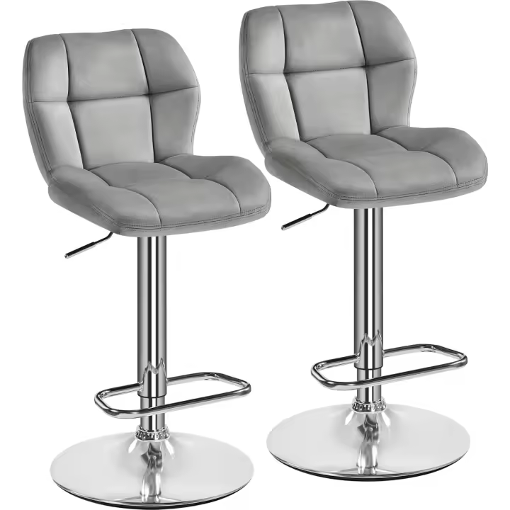 Juego de 2 Taburetes de Bar de Metal Industrial Altura Ajustable 89-111 cm - 1