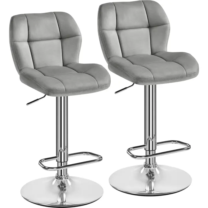 Juego de 2 Taburetes de Bar de Metal Industrial Altura Ajustable 89-111 cm - 1