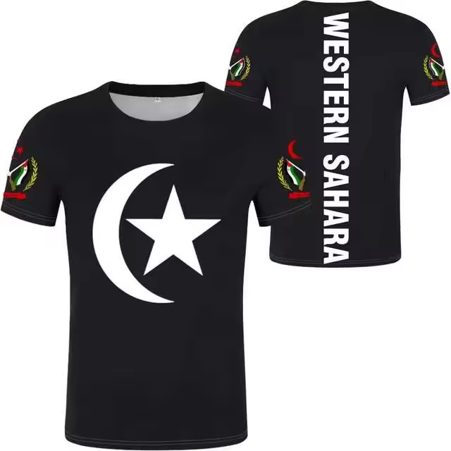 Camiseta con logo de la bandera del Sáhara Occidental, ropa única de verano para hombre, camisa de innovación por sublimación, camiseta ordinaria de súper marca - 1
