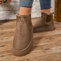 Botas altas para la nieve para mujer, zapatos gruesos de felpa, cálidos, sencillos y versátiles, cómodos, de algodón, invierno, 2024 - details 13