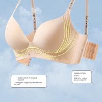 Sujetador suave con letras en V profundo para mujer, sujetador ajustado a prueba de golpes, pechos recogidos, ropa interior push-up sin rastro para niñas - details 8