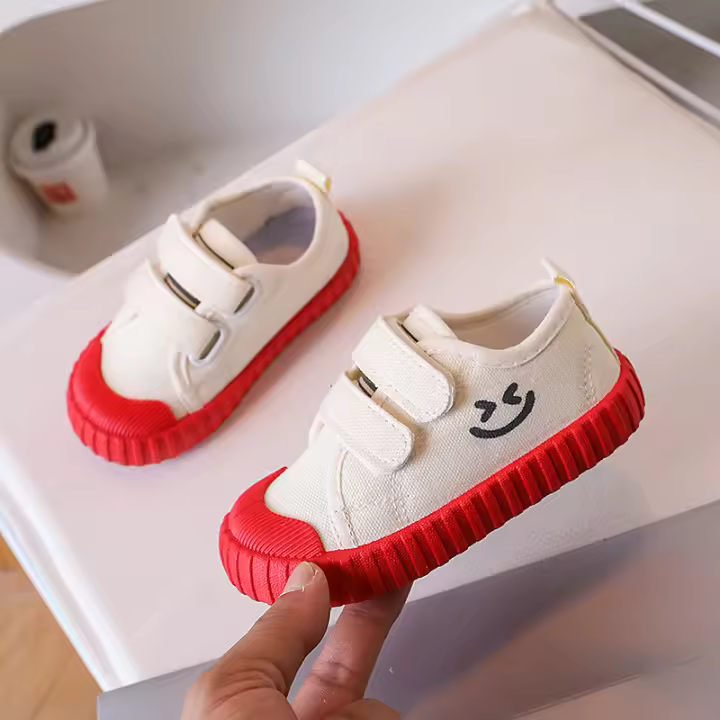 Zapatos de lona para niños primavera 2025 Estilo casual sonriente en colores caramelo para niños y niñas Zapatos interiores para jardín de infantes - 1