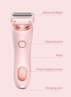 Maquinillas de afeitar eléctricas para mujer, afeitadoras faciales 2 en 1 para Bikini, depilación para axilas, piernas, recortador corporal para mujer, resistente al agua IPX7 - details 13