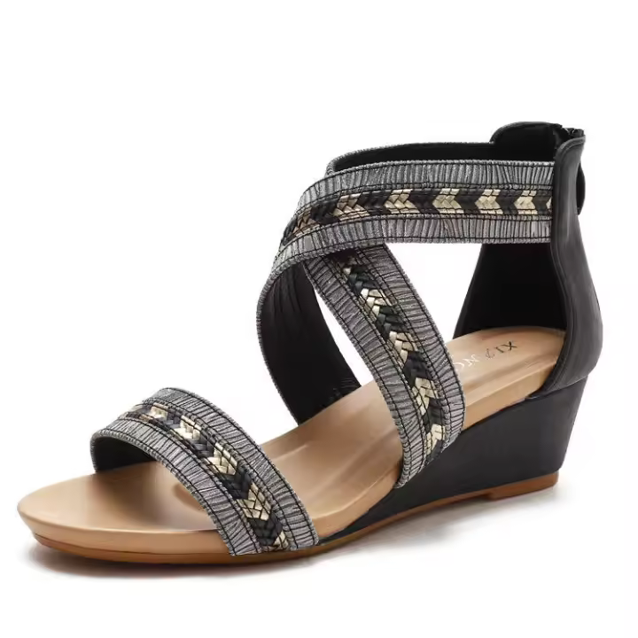 Sandalias de Tiza de Verano para Mujeres Antideslizantes con Punta Abierta Zip de Espalda - 1