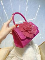 Bolso mujer 2025 nueva celebridad de Internet brillante diamantes de imitación rosa flor cadena pequeña bolsa cuadrada bolsa de mensajero portátil marea - details 2