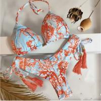 Conjunto de Bikini Push Up Estampado Brasileño Traje de Baño de Playa con Cintura Baja sin Aros - details 6