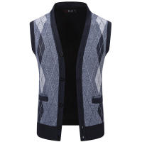 Nuevo cárdigan para hombre, suéter de otoño e invierno, mantiene el calor, cultiva el chaleco tejido, moda versátil, cuello en V, Tops informales a cuadros para hombre - details 2