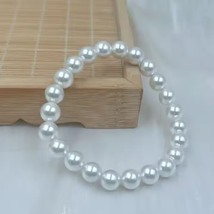 8mm moda estilo OL Natural cuentas de perlas de concha blanca mujeres collar corto pulsera conjunto de joyería 17 "7" - 1