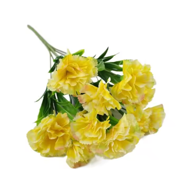 Seda Artificial de clavel resistente a los rayos UV, flor falsa de imitación, decoración de boda para el hogar, 11 cabezas, alta calidad - 1