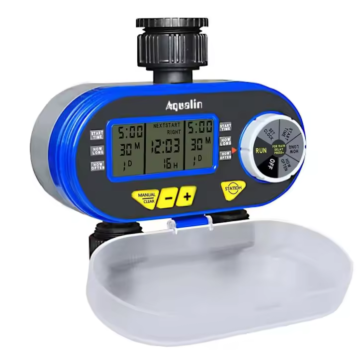 Controlador de riego de jardín con válvula solenoide, utilizado para dos temporizadores de salida electrónicos digitales en jardines y patios - 1