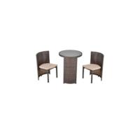 Conjunto de mesa y 2 sillas, muebles para jardín exterior, patio, terraza, silla plegable, respaldo reclinable a 4 niveles, textileno, marco de acero marrón - details 13