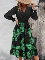 Vestido de manga larga con cuello en V para mujer, ropa elegante de estilo vintage, para primavera y otoño, 2025 - details 2