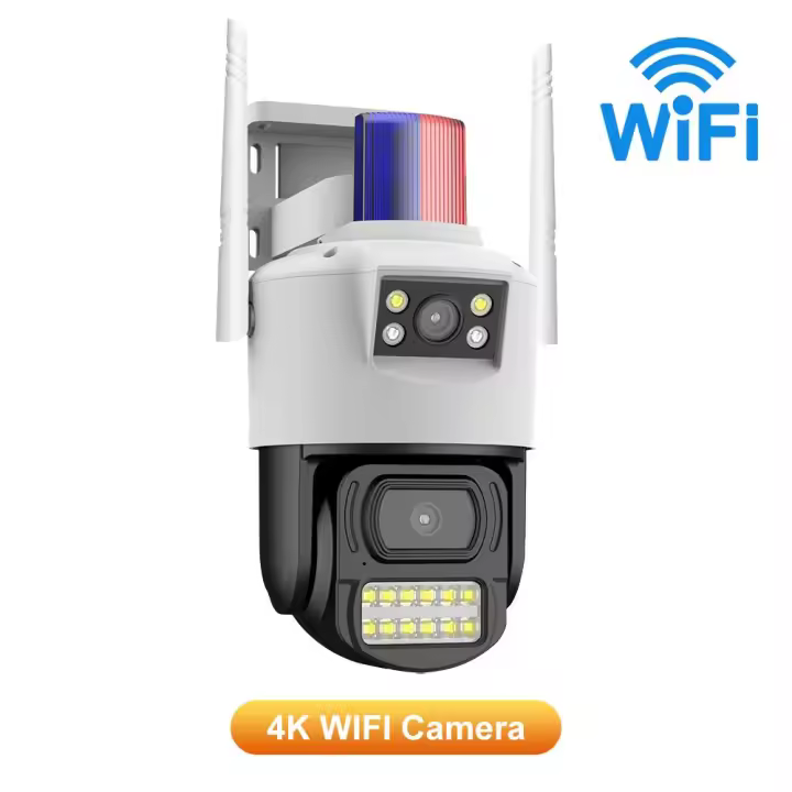 Cámara de Vigilancia de Lente Doble A Prueba de Agua, WIFI Inalámbrico, Visión Panorámica para Exteriores Certificado CE - 1