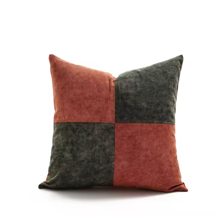 Cojín nórdico suave de tela vaquera estilo INS con funda de almohada con cremallera, funda de cojín cuadrada de 45CM para sofá/cama - 1