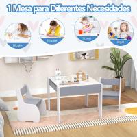 Juego de mesa y silla infantil 4 en 1, mesa infantil de madera con 2 sillas, manualidades, dibujo, lectura, mesa infantil con almacenamiento, pizarra desmontable para guardería (verde) - details 31