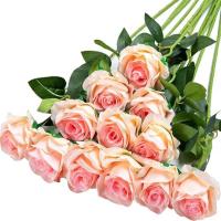 Centro de mesa de noche con rosas rojas coloridas, arreglo Floral artesanal, decoración del Día de San Valentín, ramo de rosas falsas nupciales, 1 unidad - details 5