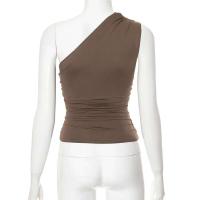 Camiseta sin mangas con espalda descubierta y un solo hombro, color caramelo, Ustada, sexy, sin cuello, casual - details 34