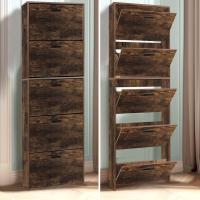 Mueble zapatero de 12 pares - Estantería de gran capacidad para vestíbulo o pasillo - (ancho) 60 x (profundidad) 24 x (alto) 80 cm - Madera clara blanca - details 170