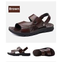 Sandalias de cuero suave de verano para hombre, sandalias antideslizantes informales con punta abierta para exteriores, sandalias deportivas cómodas para playa - details 19