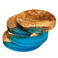 Posavasos de madera con resina epoxi, posavasos de Bar para bebidas, posavasos modernos para Bar, cocina, hogar y apartamento, paquete de 4 - details 0
